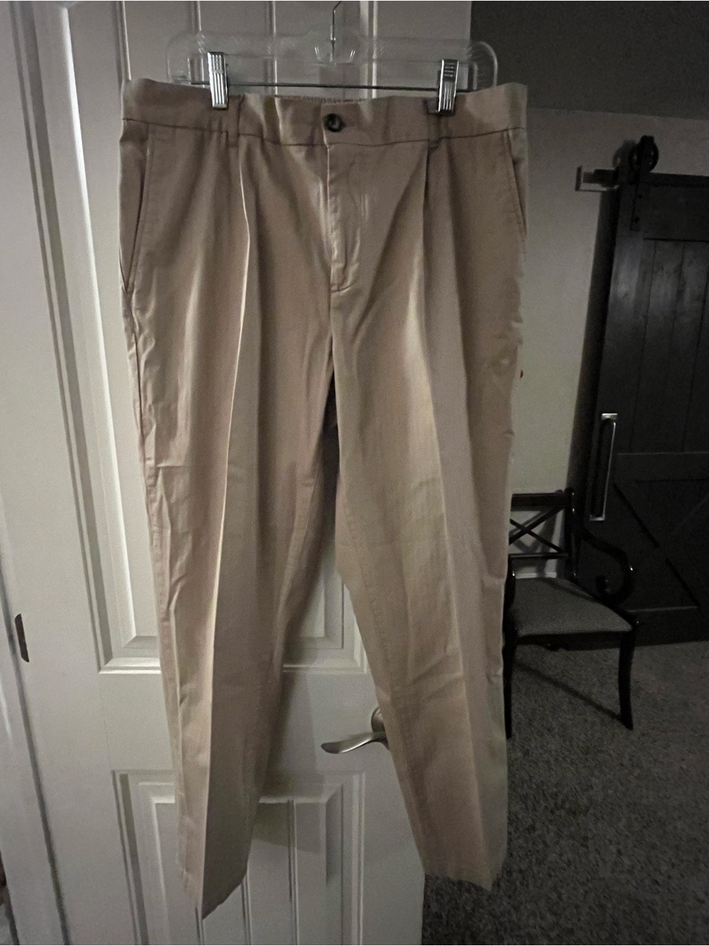 Ted Baker London Relaxed Back-Elastic Subtle Stripe Tan 1-Pleat Chinos, 36R